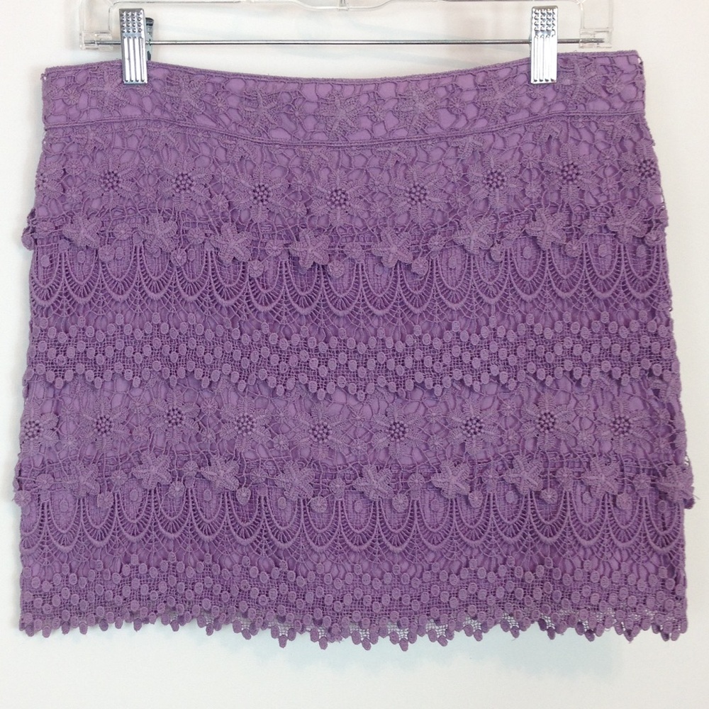 American Eagle Crochet Lace Purple Mini Skirt